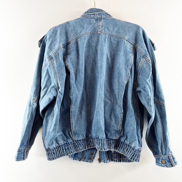 Abercrombie Relaxed Denim Bomber Jacket Medium Wash Blue Small - Picture 6 of 8